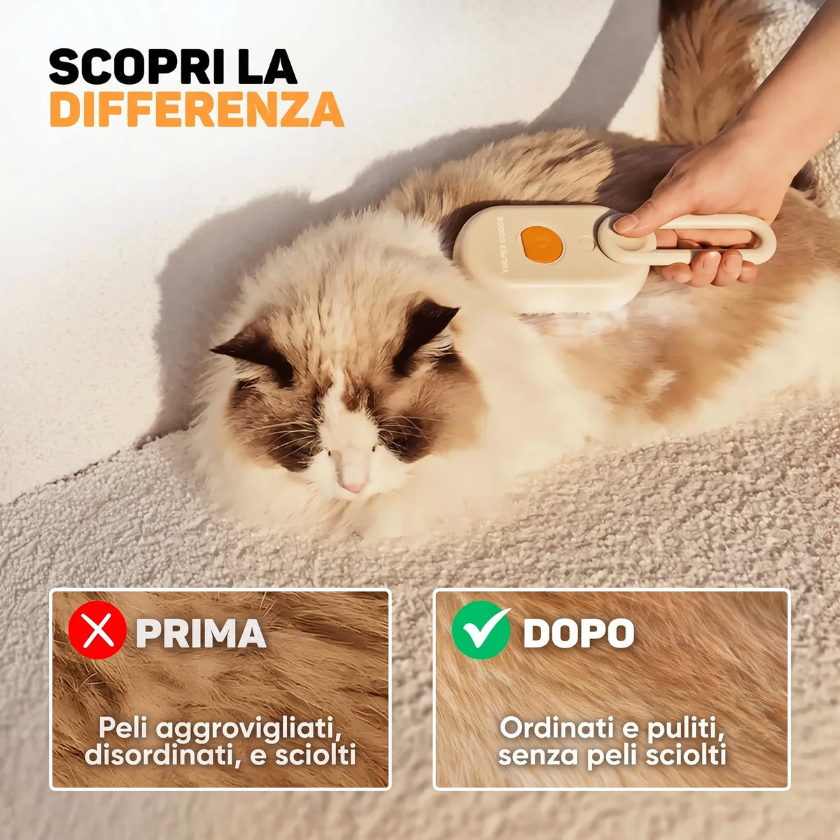 PurrMist™ - La Spazzola a Vapore per una Cura Completa del Pelo