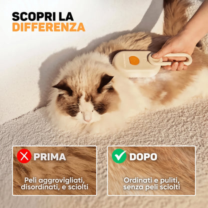 PurrMist™ - La Spazzola a Vapore per una Cura Completa del Pelo