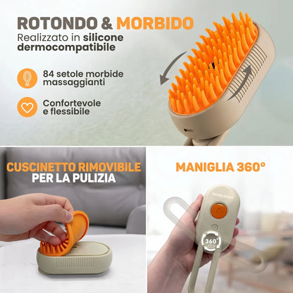 PurrMist™ - La Spazzola a Vapore per una Cura Completa del Pelo