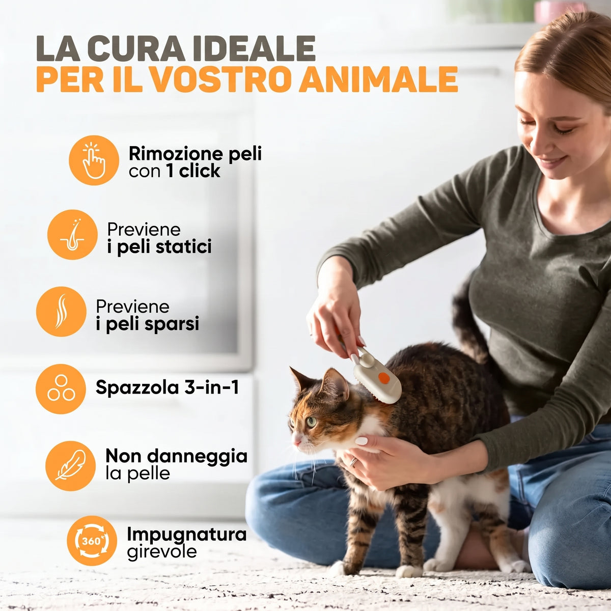 PurrMist™ - La Spazzola a Vapore per una Cura Completa del Pelo