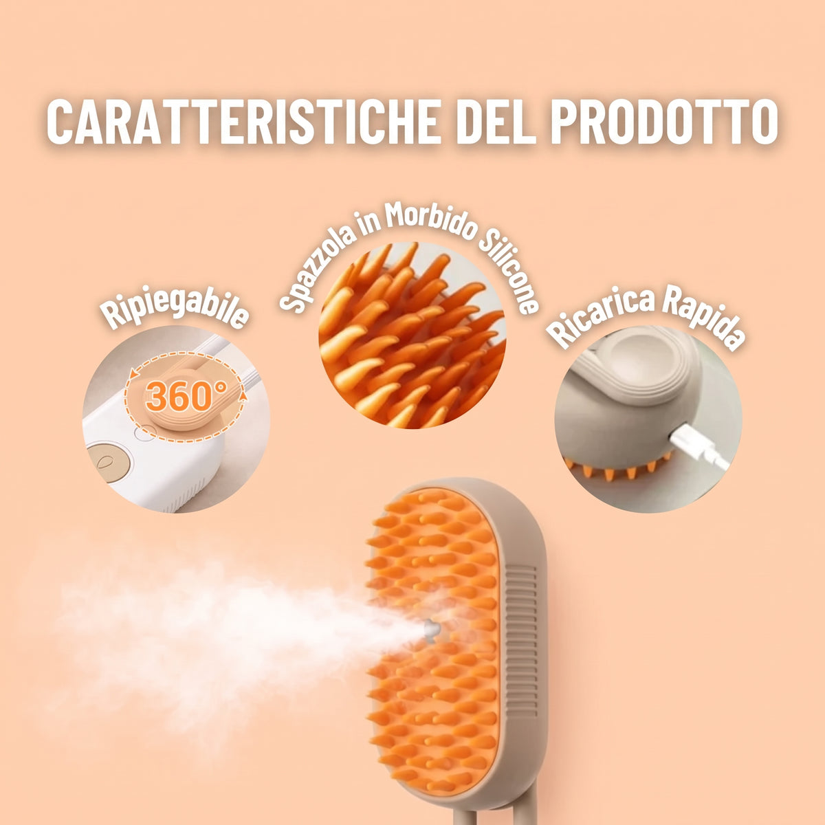 PurrMist™ - La Spazzola a Vapore per una Cura Completa del Pelo