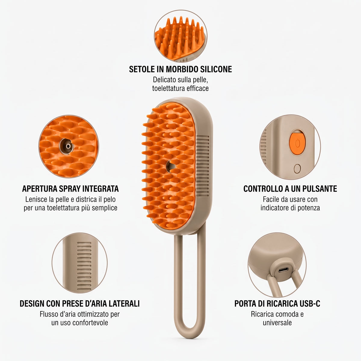 PurrMist™ - La Spazzola a Vapore per una Cura Completa del Pelo